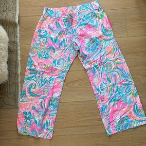 Lilly Pulitzer Bal Harbour Mid-Rise Palazzo Pant Carnival Coral Size XL